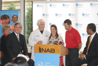 NAB President, CEO Gordon Smith; Starkey CEO, founder Bill Austin; Heather Whitestone McCallum, first deaf Miss America; Starkey spokesperson Justin Osmond, NABEF President Marcellus Alexander