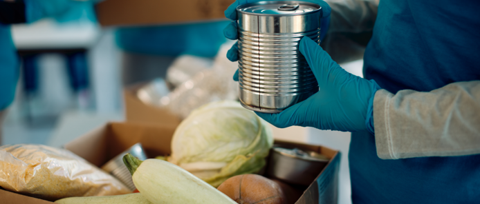 volunteers collecting food donations