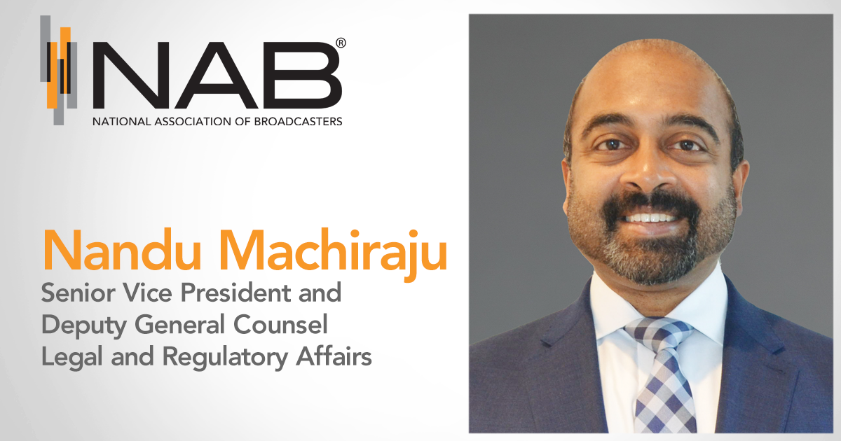 NAB Adds Nandu Machiraju as Senior Vice President and Deputy General