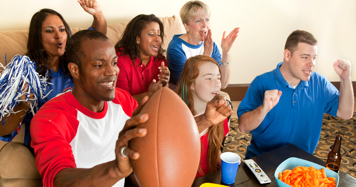 Family and friends gathering to watch football.